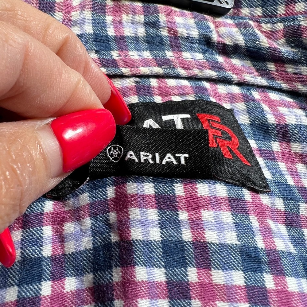 Ariat FR Mercer Work Shirt Men's M Multi Plaid Button Front Flame-Resistant CAT2 - Picture 7 of 16
